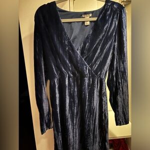 Navy velvet mini dress